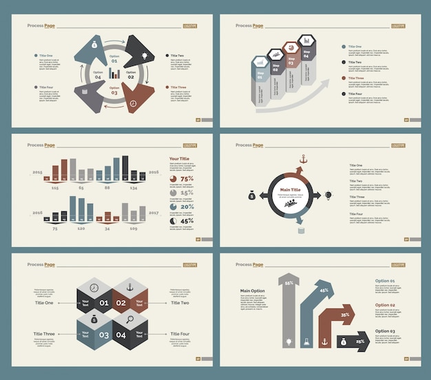 Six Management Slide Templates Set