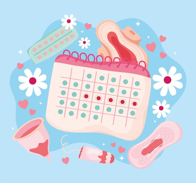 Vector six menstruation period icons