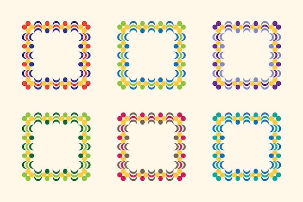 Premium Vector | Six multicolored square shape pattern borders frame set of  colorful border collection