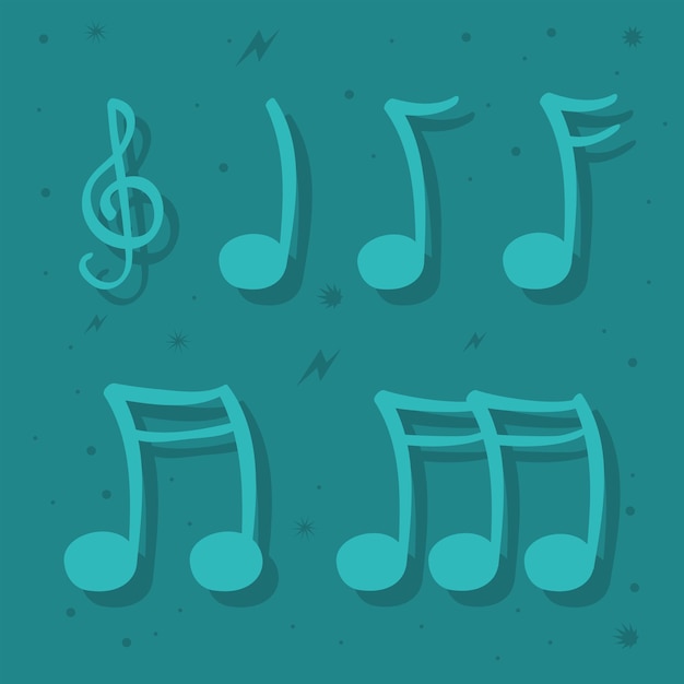 Six music notes