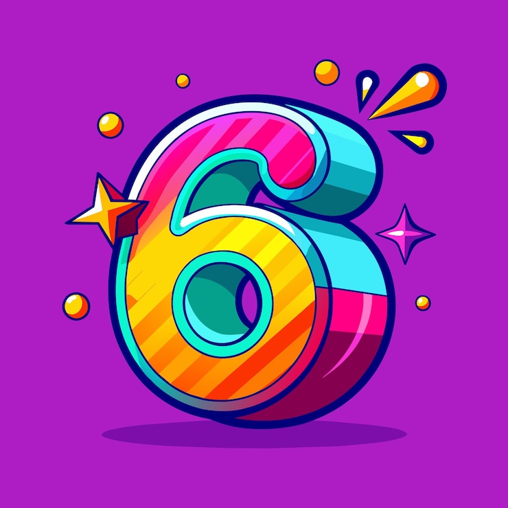 Vector 6または 6の数字番号 3d
