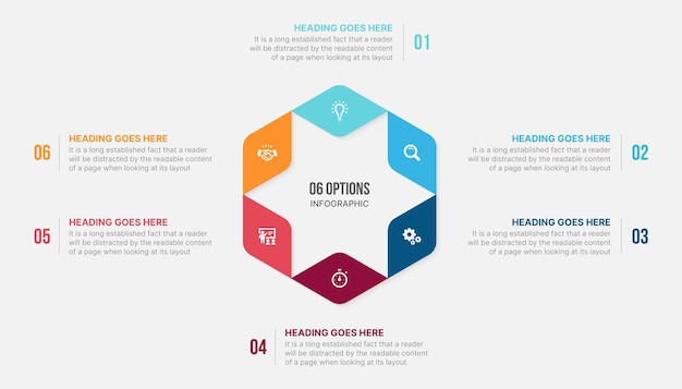 Premium Vector | Six options circle cycle infographic template design