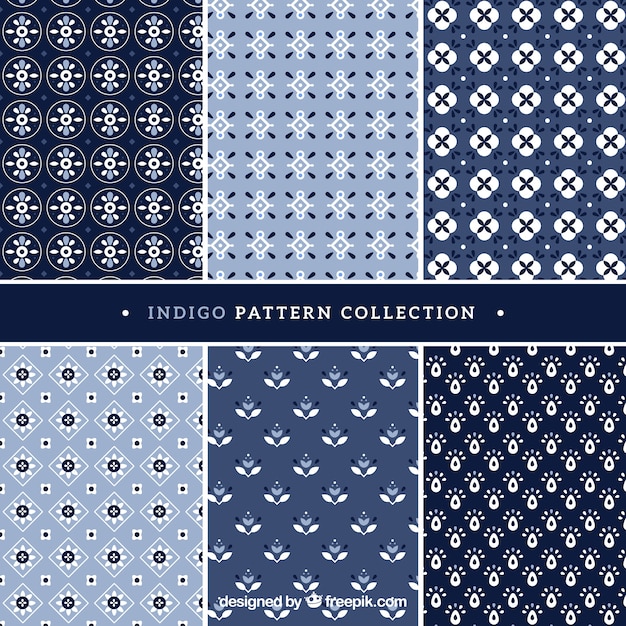 Six patterns indigo style
