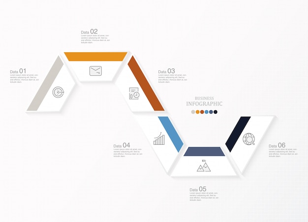 Six process infographic and icons for business concept.