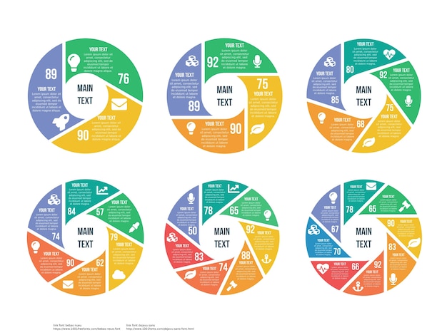 Vector six set rotation sphere infographic element