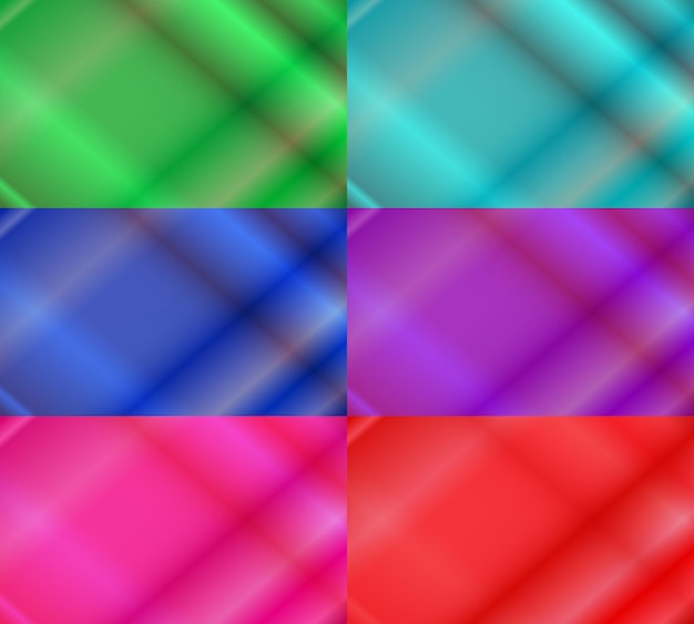 шесть наборов светлого неонового абстрактного фона с перекрестными текстурами лучей. блестящий, размытый, современный и цветной