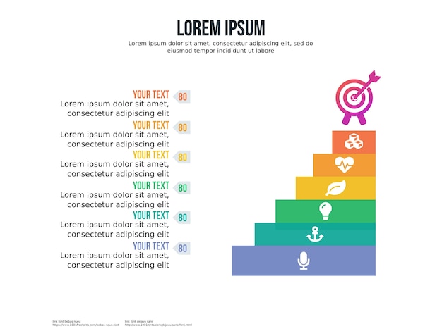 Шестиэтажный инфографический элемент и шаблон презентации