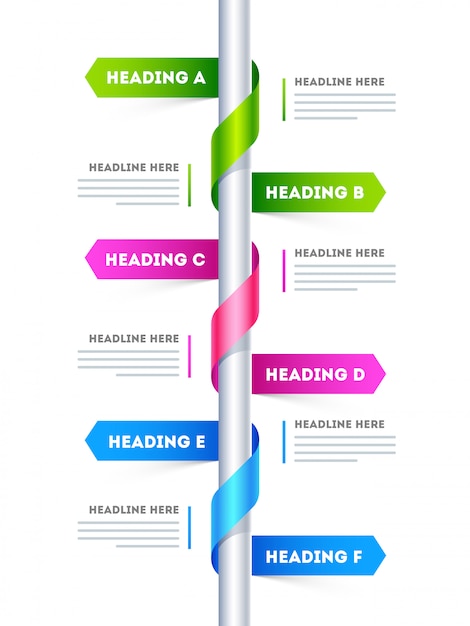 Sei passaggi, layout infografica timeline con descrizione titolo