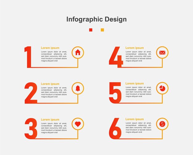 Modello di infografica business astratto in sei passaggi