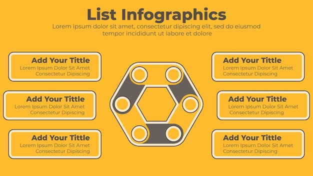 Modello di presentazione aziendale infografica con cerchio a sei passaggi