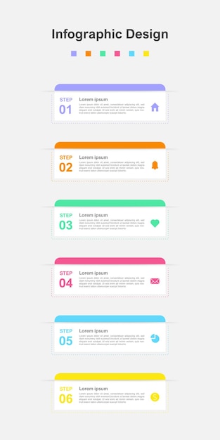 6 단계 다채로운 추상적인 비즈니스 infographic 템플릿