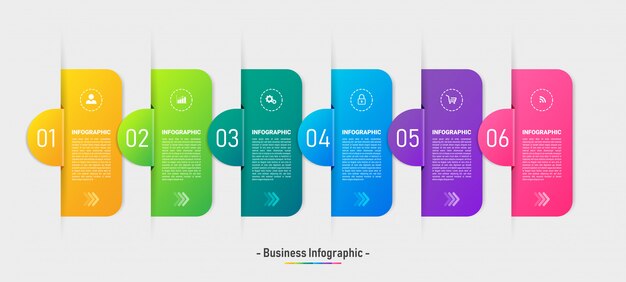 Six Steps timeline Infographics design template.