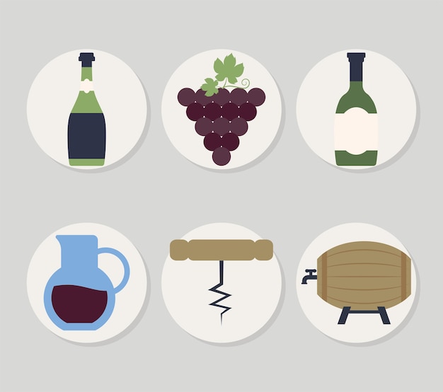 Vector six wine icons