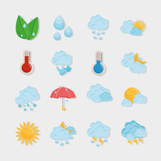 Sixteen weather forecast icons