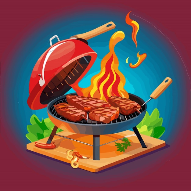 Vector sizzling bbq