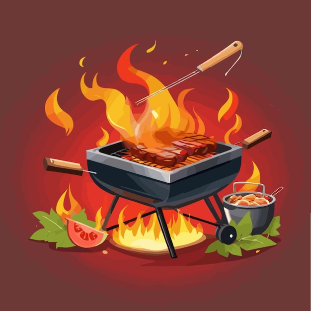 Vector sizzling bbq