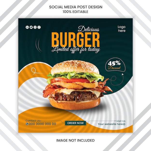 Sizzling Social Media Delicious Food Post Designs die betrokken zijn