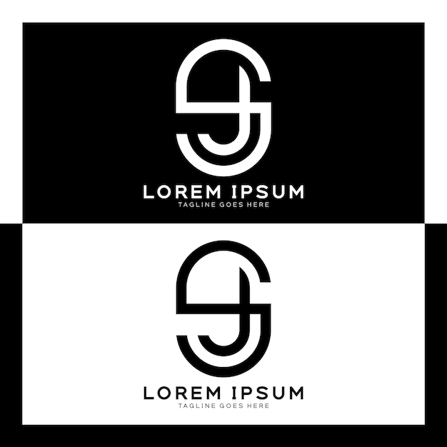 SJ initiële letter logo Alfabet S en J patroon ontwerp monogram