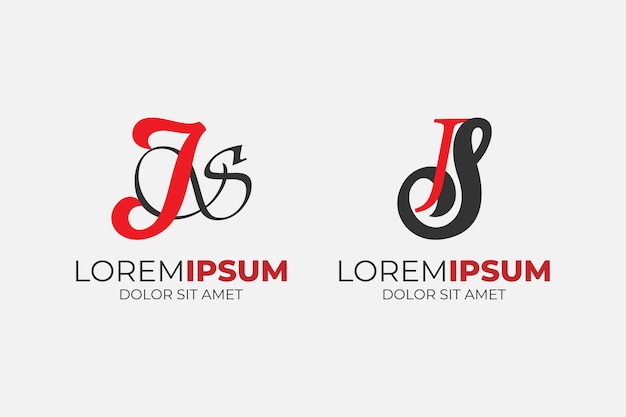 SJ または JS 文字モダンなロゴ デザイン ベクトル アイコン テンプレート