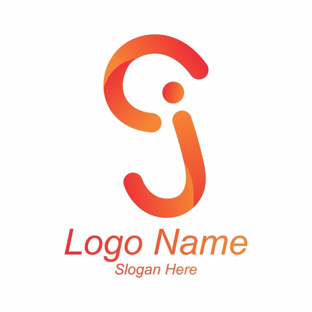 Sj letter logo design gradations of red and orangejpg