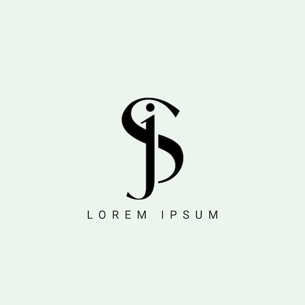 SJ 文字 ロゴ デザイン SJ 多角形 円 三角形 六角形 白い色で平らでシンプルなスタイル