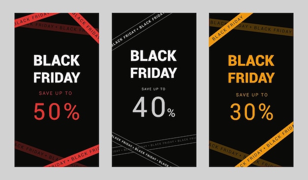 Sjablonen voor spandoekverhalen voor black friday-verkoop instellen voor sociale media