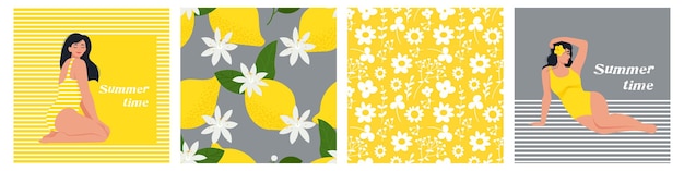 Sjablonen voor zomertijdkaarten met citroenen