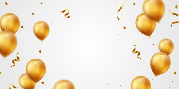 Sjabloon achtergrondontwerp 3d gouden ballon banner vectorillustratie