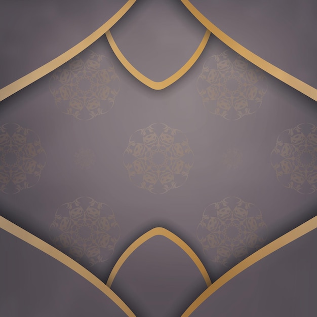 Sjabloon ansichtkaart in bruine kleur met een mandala gouden ornament voorbereid om af te drukken.