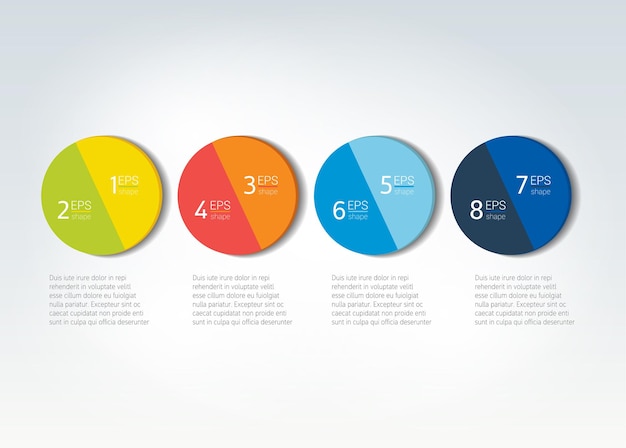 Sjabloon diagram grafiek mijlpaal grafiek presentatie infograph 8 stappen Infographic Cirkels met pijlen