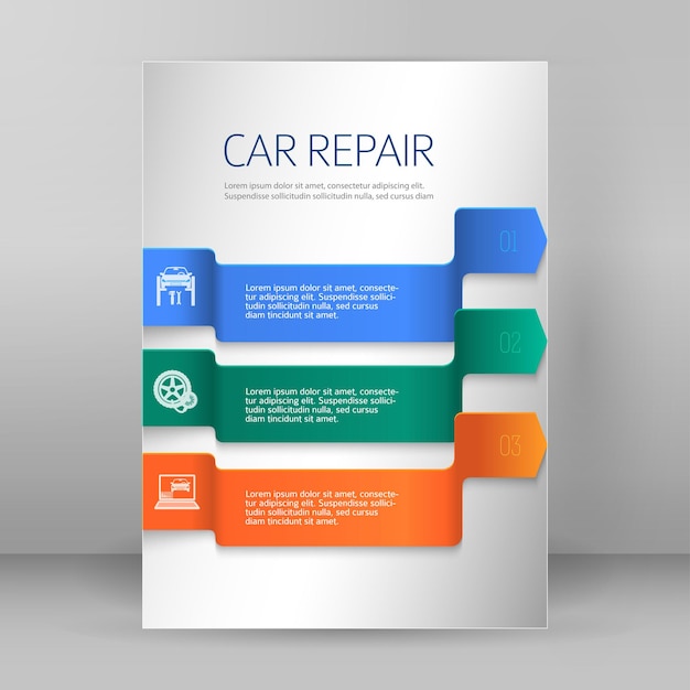 Sjabloon flyer A4 brochure lay-out autoreparatieservices