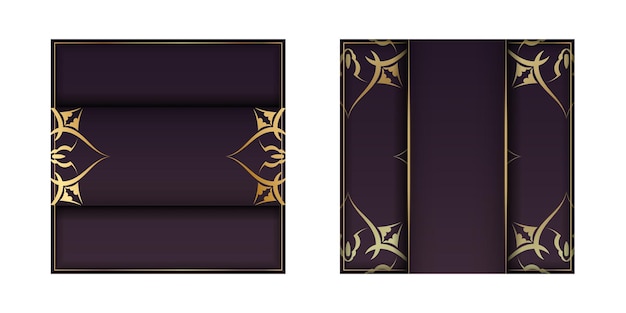 Sjabloon Flyer bordeaux kleur met mandala gouden sieraad voor uw ontwerp.