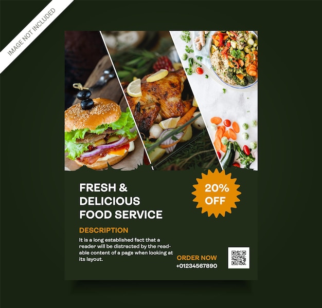 Sjabloon folder voor restaurant eten Premium Vector