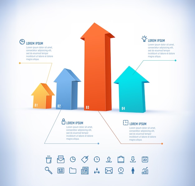 Sjabloon in moderne stijl. voor infographic en presentatie. 3 pijl