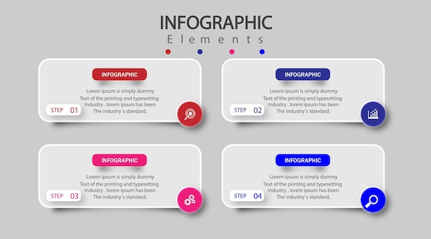 Sjabloon infographic elementontwerp met 6 stappen