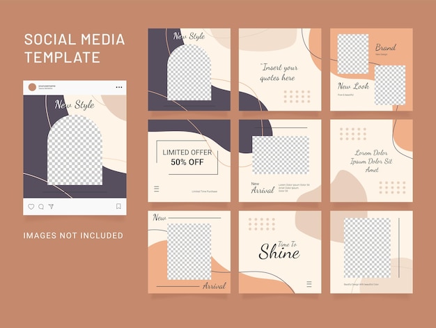 Vector sjabloon instagram ontwerp social media post mode set