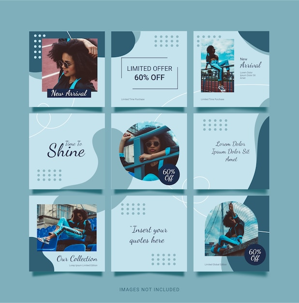 Vector sjabloon instagram puzzel fashion women post. ontwerp van sociale media