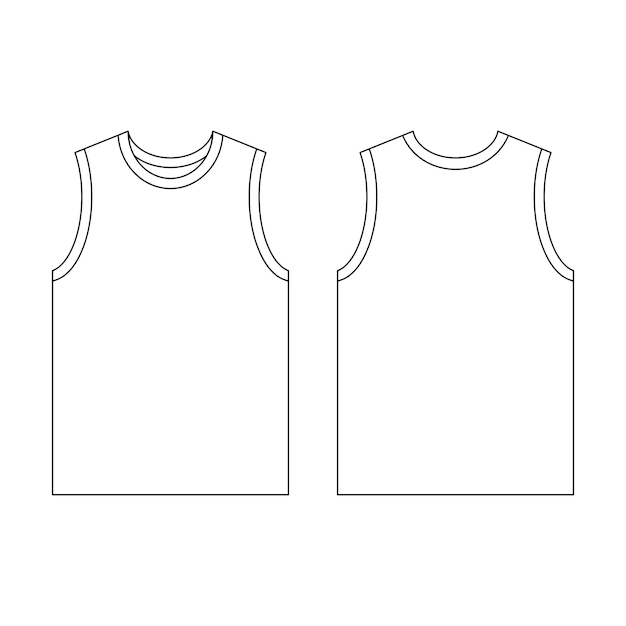 Sjabloon jersey basketbal oneck vector illustratie platte ontwerp schets sjabloon kleding collectie