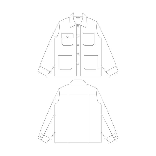 Sjabloon karwei jas vector illustratie platte schets ontwerp overzicht bovenkleding