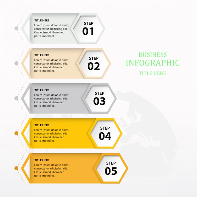 Sjabloon kleurrijke infographic vijf element of stap.