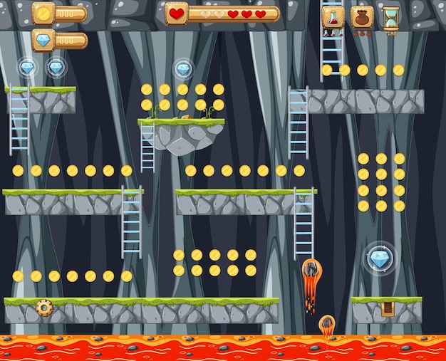 Sjabloon lava cave platformer-spel