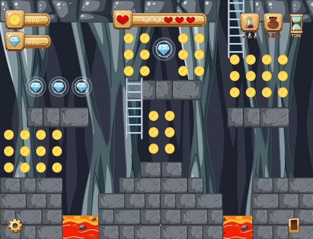 Sjabloon lava cave platformer-spel