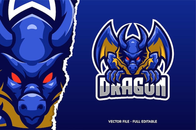 Sjabloon met logo voor blue dragon e-sport game