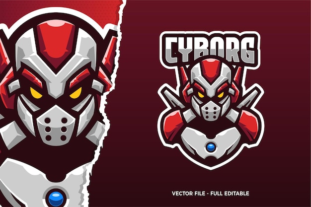 Vector sjabloon met logo voor cyborg robot e-sport game