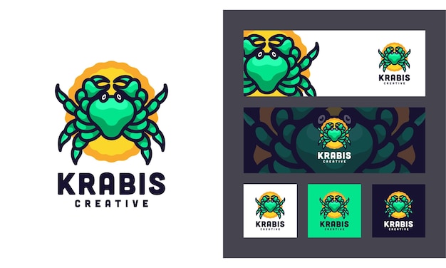 Sjabloon met logo voor krab creatieve moderne dierenset