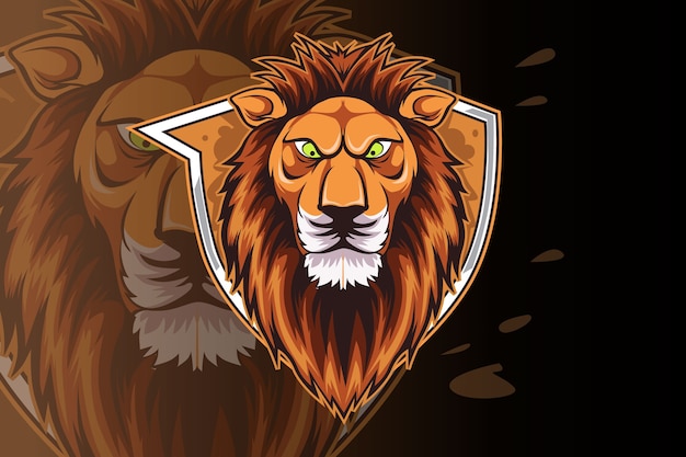 Sjabloon met logo voor lion e-sports team