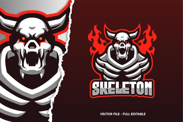 Vector sjabloon met logo voor rode ogen skelet e-sport game