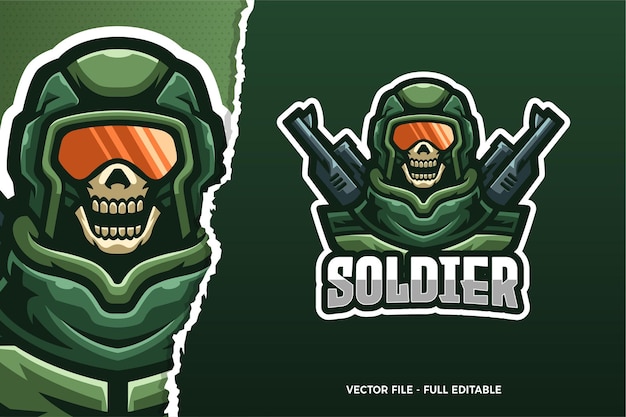 Sjabloon met logo voor skull soldier e-sport game