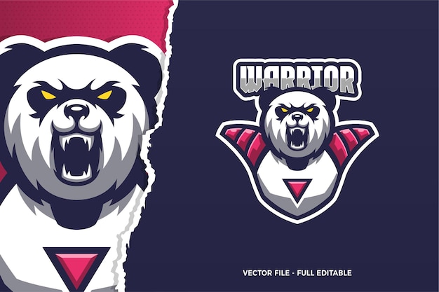 Vector sjabloon met logo voor wild panda e-sport game