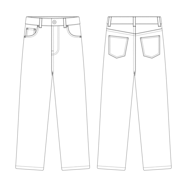 Sjabloon regular fit jeans vector illustratie plat ontwerp omtrek kleding